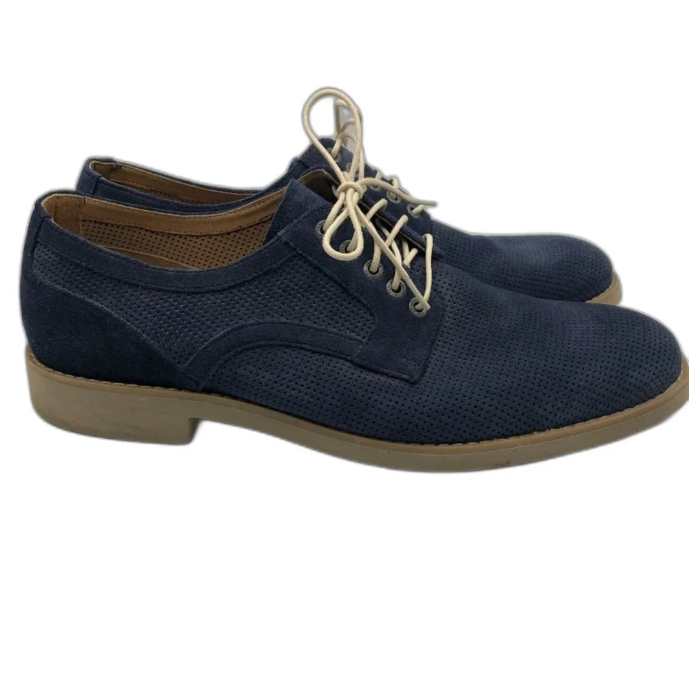 Johnston & Murphy Men's 10.5M Blue Oxford Lace Up Business Casual Comfort Shoes